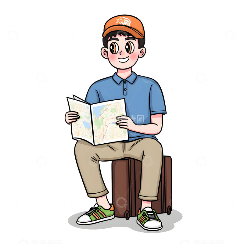 高清大图下载【趣麦麦图】黄金周旅行度假卡通插画