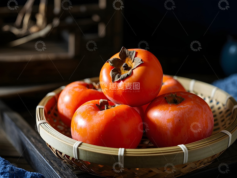 高清大图下载【趣麦麦图】丰收季节的美味柿子摄影图