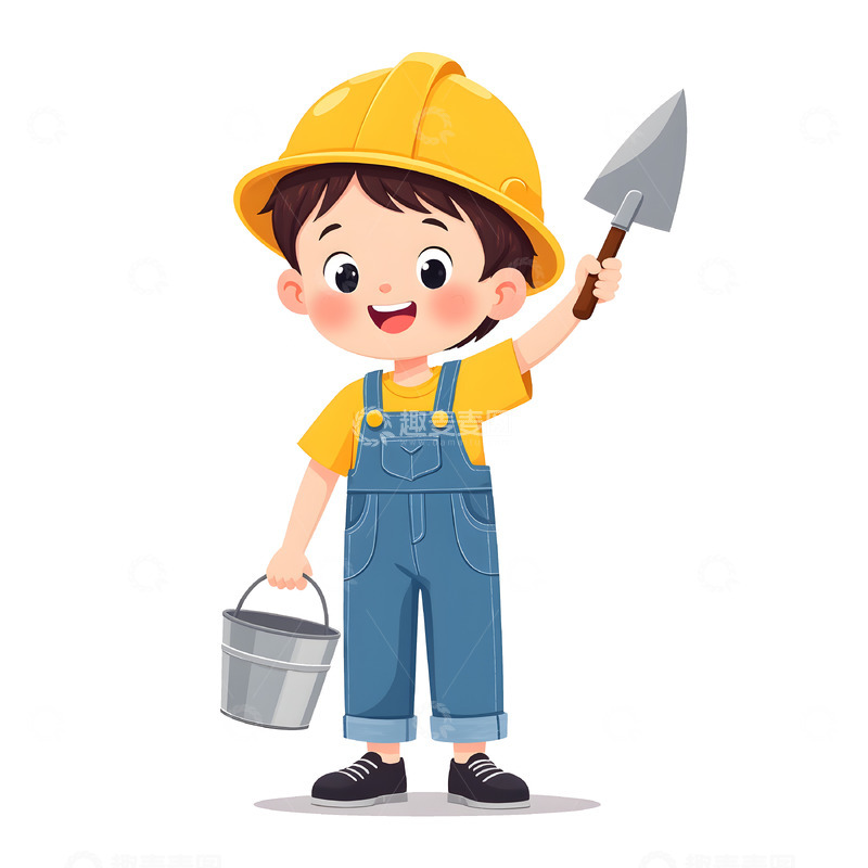 高清大图下载【趣麦麦图】-劳动节建筑工人插画素材
