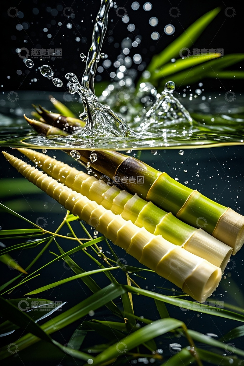 高清大图下载【趣麦麦图】剥开的新鲜春笋竹笋1