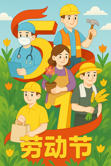 致敬劳动者劳动节插画