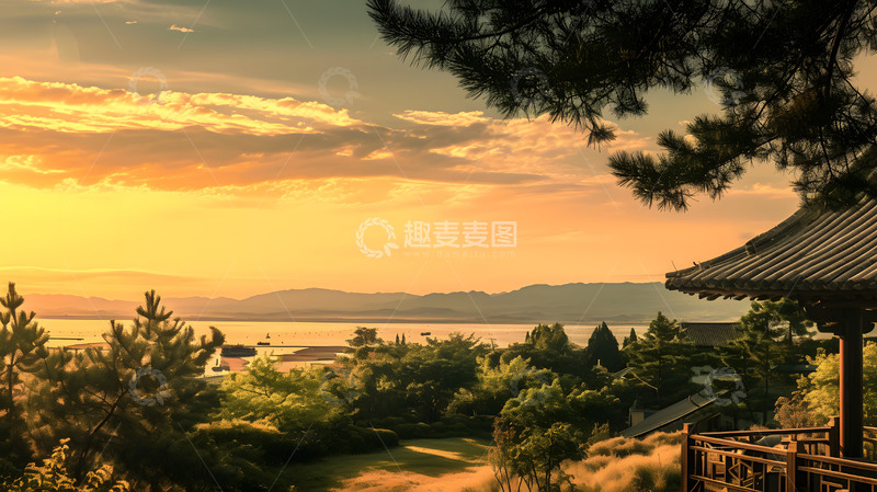 高清大图下载【趣麦麦图】旅游景点山景区上的建筑美景