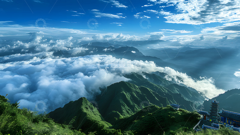 高清大图下载【趣麦麦图】旅游景点山景区上的建筑美景1