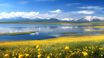 雪山下的平原 河流2