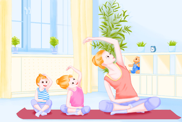 带女儿做瑜伽的妈妈