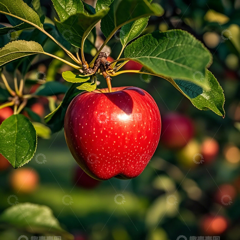 高清大图下载【趣麦麦图】树上新鲜红苹果1