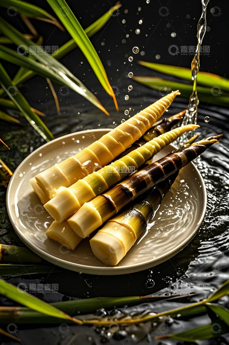 高清大图下载【趣麦麦图】剥开的新鲜春笋竹笋3