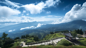 旅游景点山景区上的建筑美景3