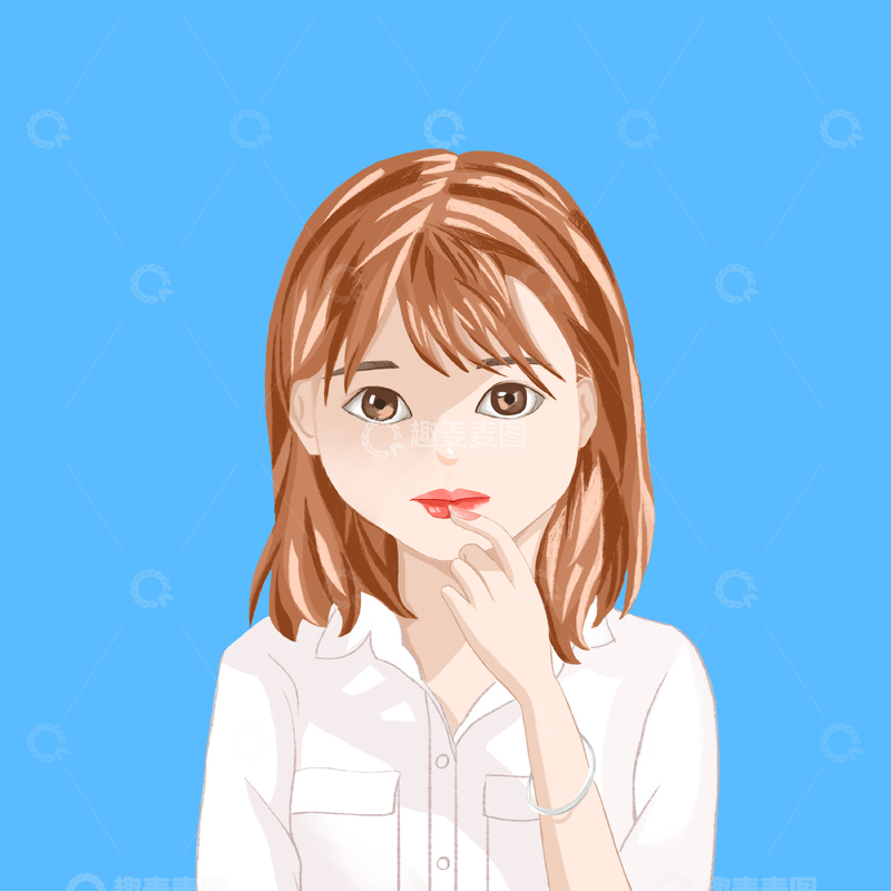 源文件下载【趣麦麦图】-手绘人物头像女孩