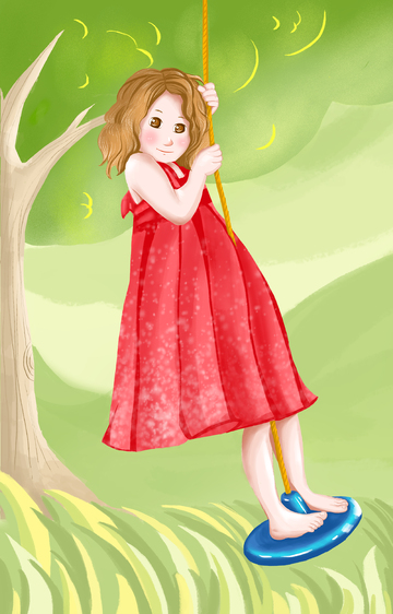 打秋千的小女孩