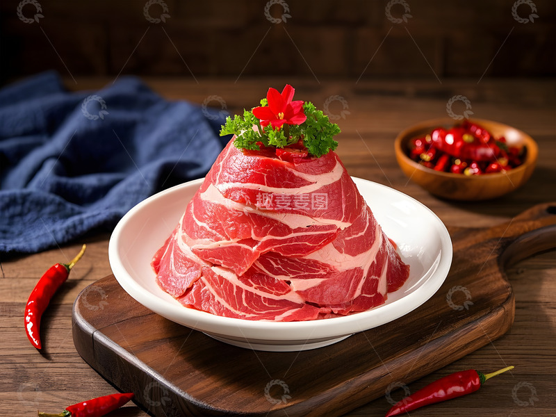 高清大图下载【趣麦麦图】新鲜牛肉片摄影图