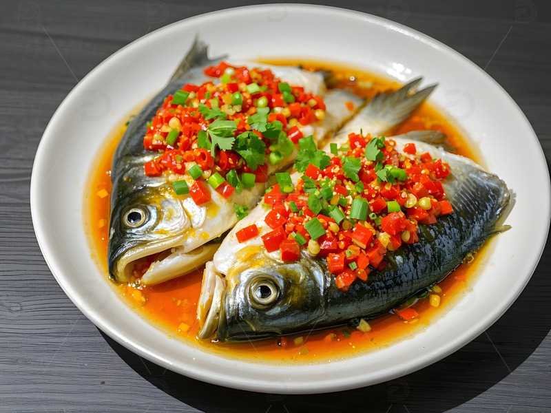 高清大图下载【趣麦麦图】鲜香剁椒鱼头特写美食摄影