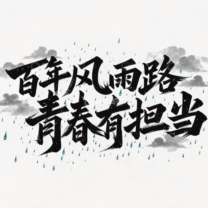 高清大图下载【趣麦麦图】五四青年节艺术字体设计6