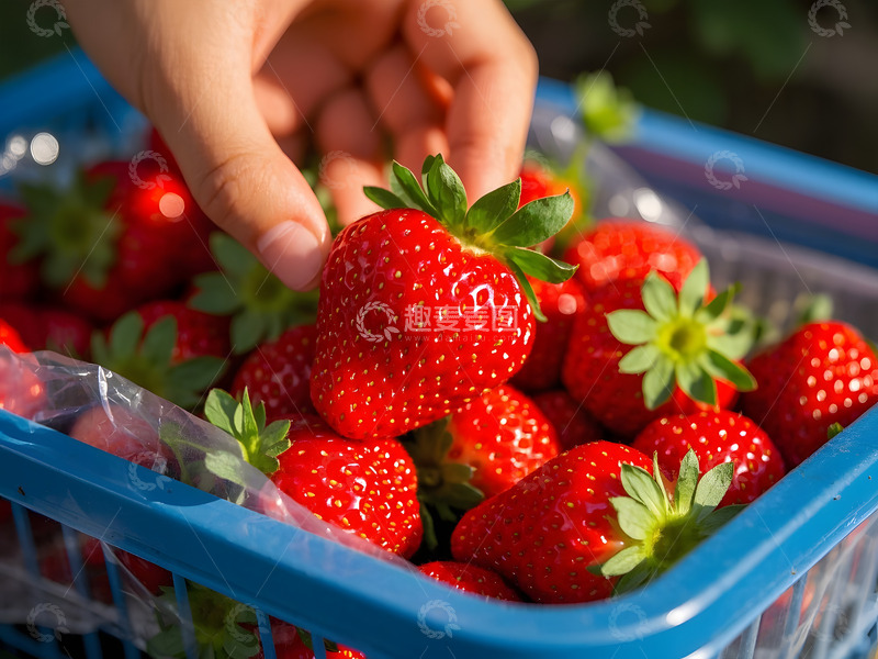 高清大图下载【趣麦麦图】草莓采摘新鲜草莓摄影图1