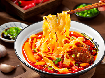 美味麻辣面食特写摄影图