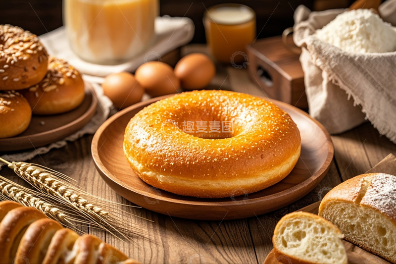 高清大图下载【趣麦麦图】桌子上的面包特写2