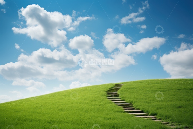 高清大图下载【趣麦麦图】草坪上的长台阶美景