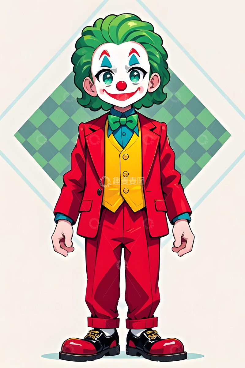高清大图下载【趣麦麦图】愚人节马戏团小丑形象插画1