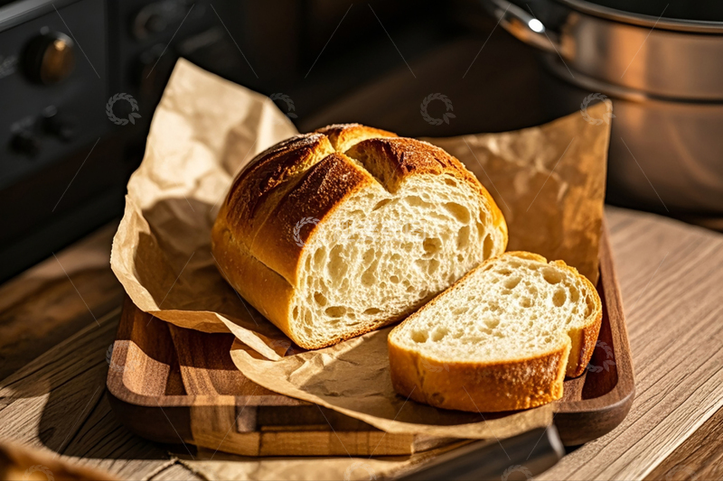 高清大图下载【趣麦麦图】桌子上的面包切片特写1