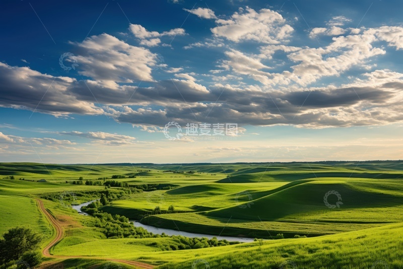 高清大图下载【趣麦麦图】草坪河流自然美景