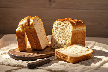 桌子上的面包切片特写