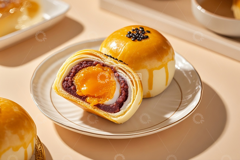 高清大图下载【趣麦麦图】美味的切开的蛋黄酥2