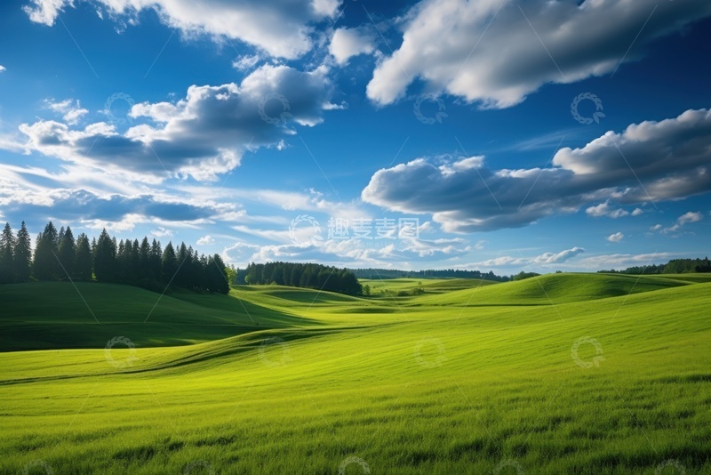 高清大图下载【趣麦麦图】山坡草地蓝天白云