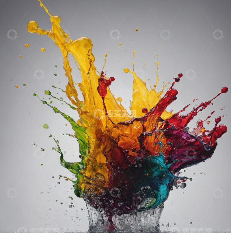 高清大图下载【趣麦麦图】彩色液体飞溅4