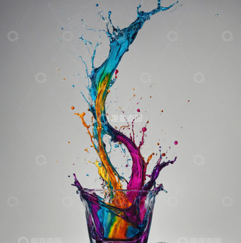 高清大图下载【趣麦麦图】彩色液体飞溅1