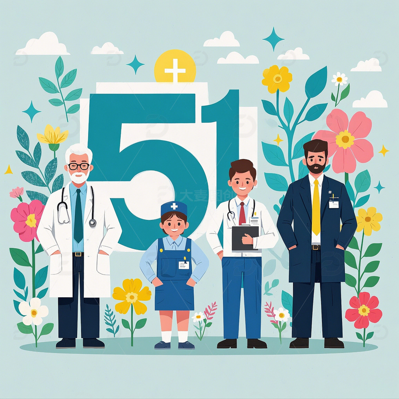 五一劳动节扁平插画素材