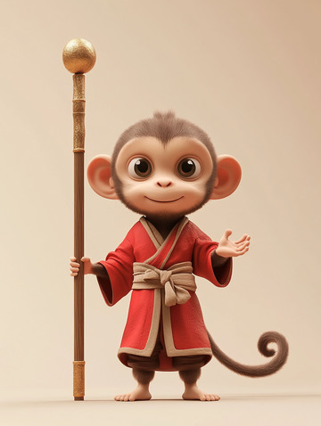 十二生肖猴之中国风卡通