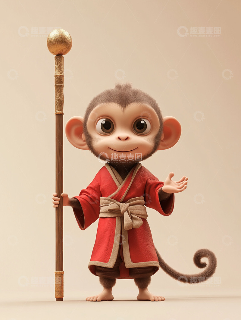 高清大图下载【趣麦麦图】十二生肖猴之中国风卡通