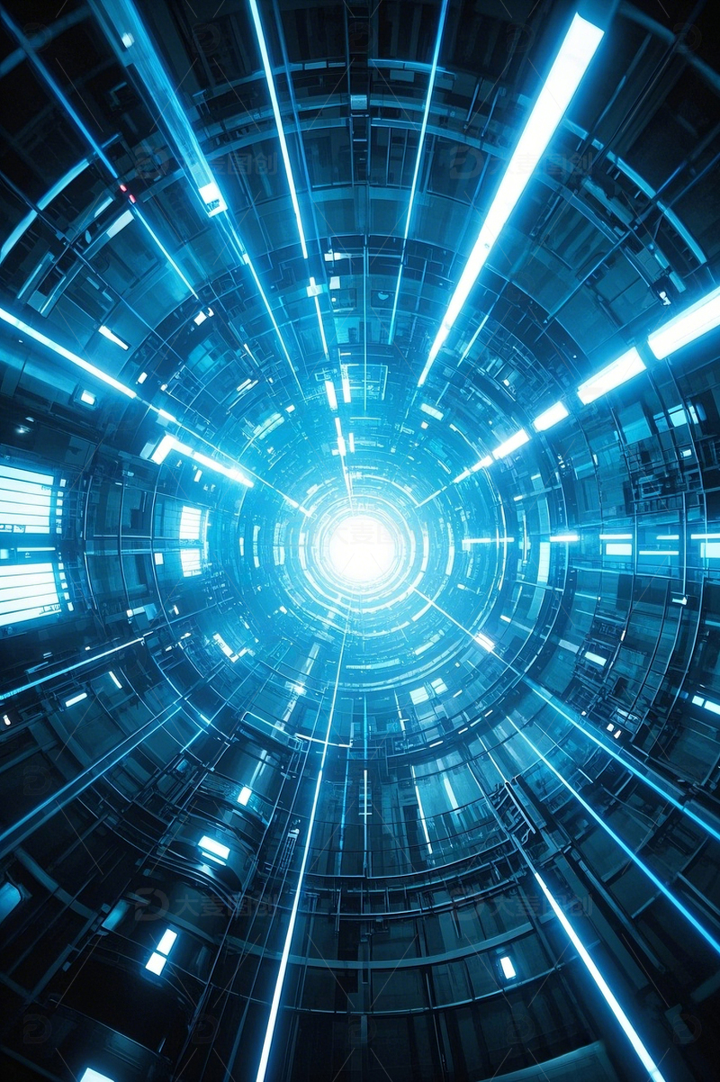 高清大图下载【趣麦麦图】科技风隧道背景