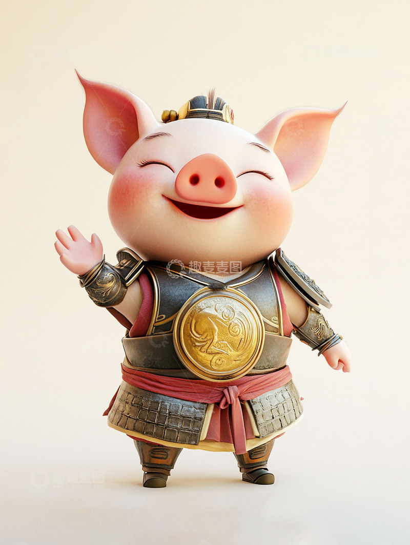 高清大图下载【趣麦麦图】十二生肖猪之中国风卡通