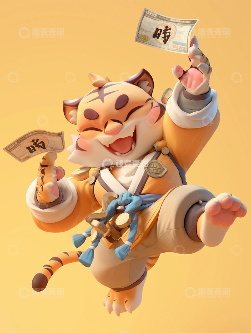 高清大图下载【趣麦麦图】十二生肖虎之中国风卡通