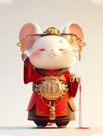 十二生肖鼠之中国风卡通