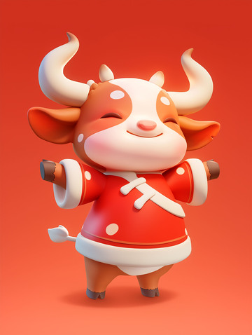 十二生肖牛之中国风卡通