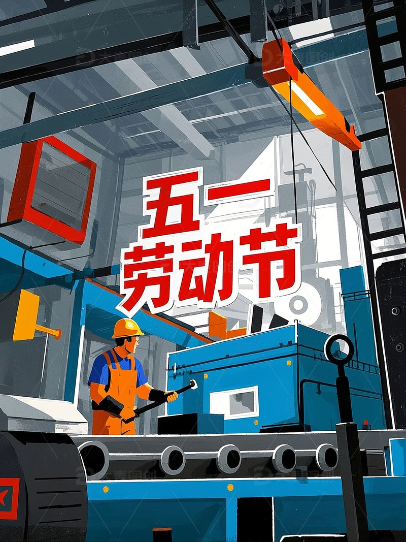 五一劳动节扁平插画