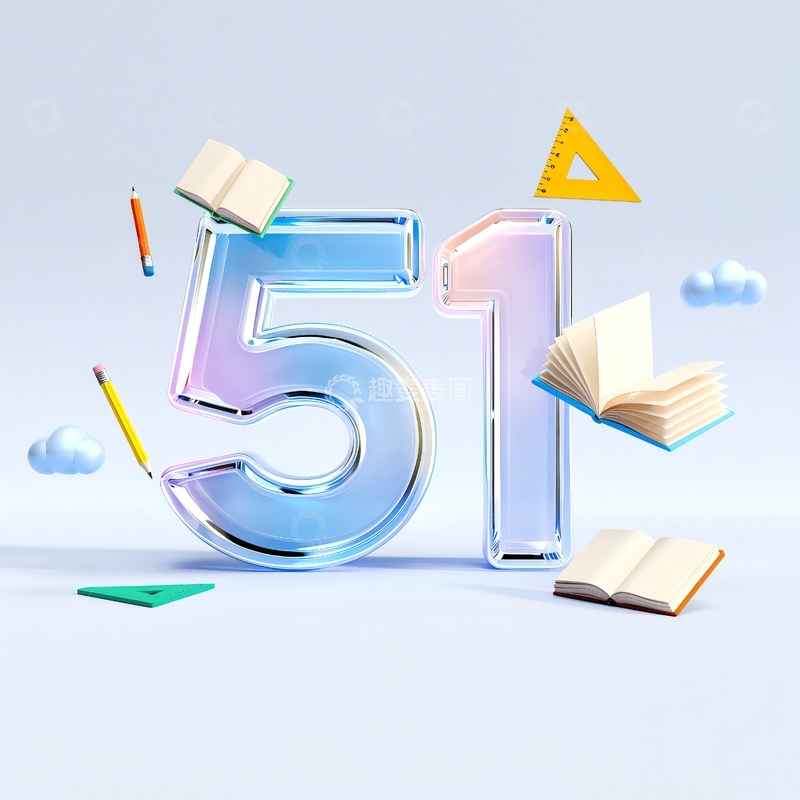 高清大图下载【趣麦麦图】劳动节3D立体数字51艺术字13