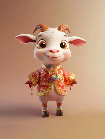 十二生肖羊之中国风卡通