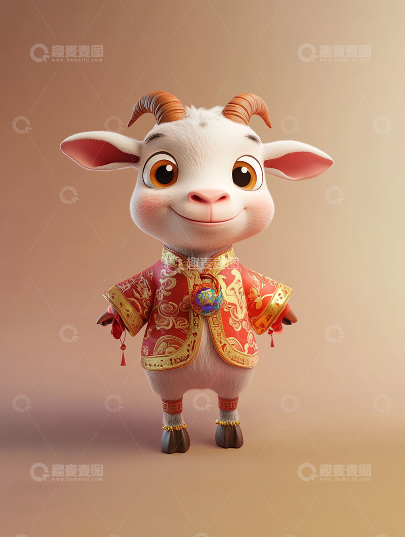 高清大图下载【趣麦麦图】十二生肖羊之中国风卡通