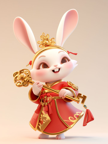 十二生肖兔之中国风卡通