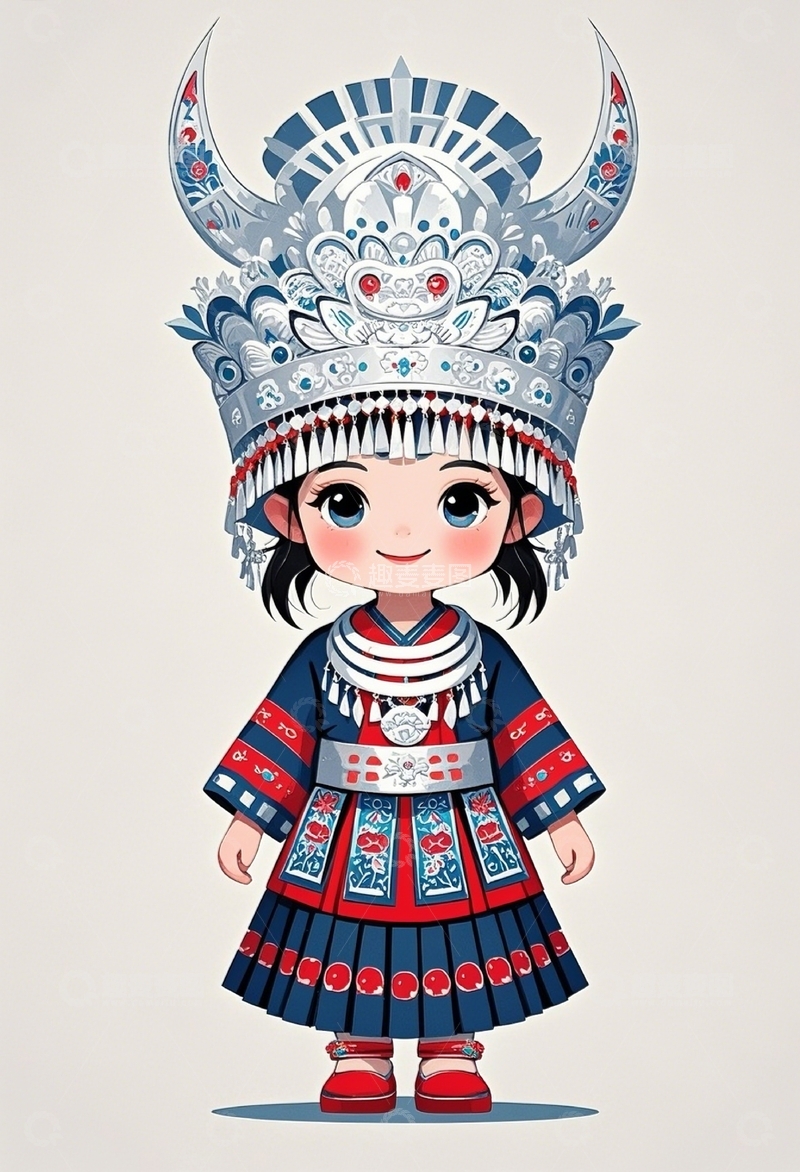 高清大图下载【趣麦麦图】-可爱苗族妹子