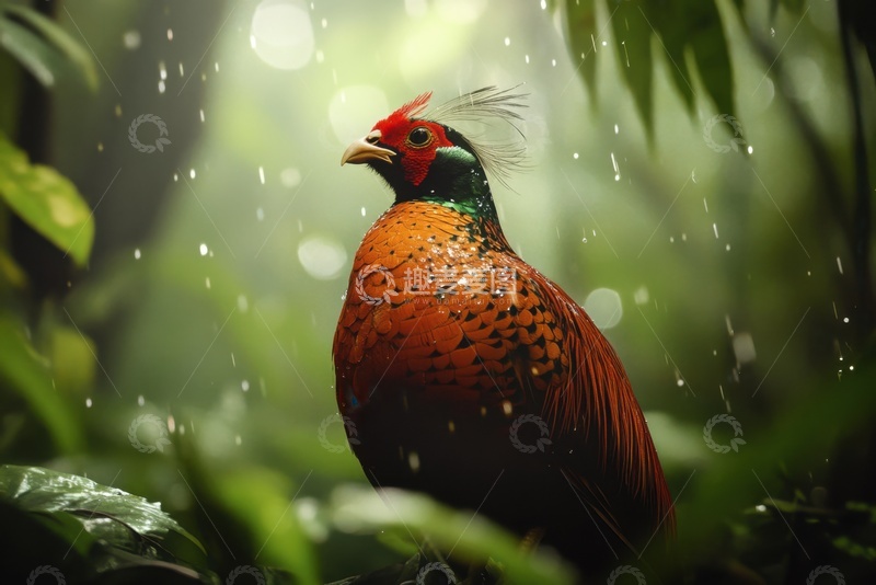 高清大图下载【趣麦麦图】森林里的一只野山鸡
