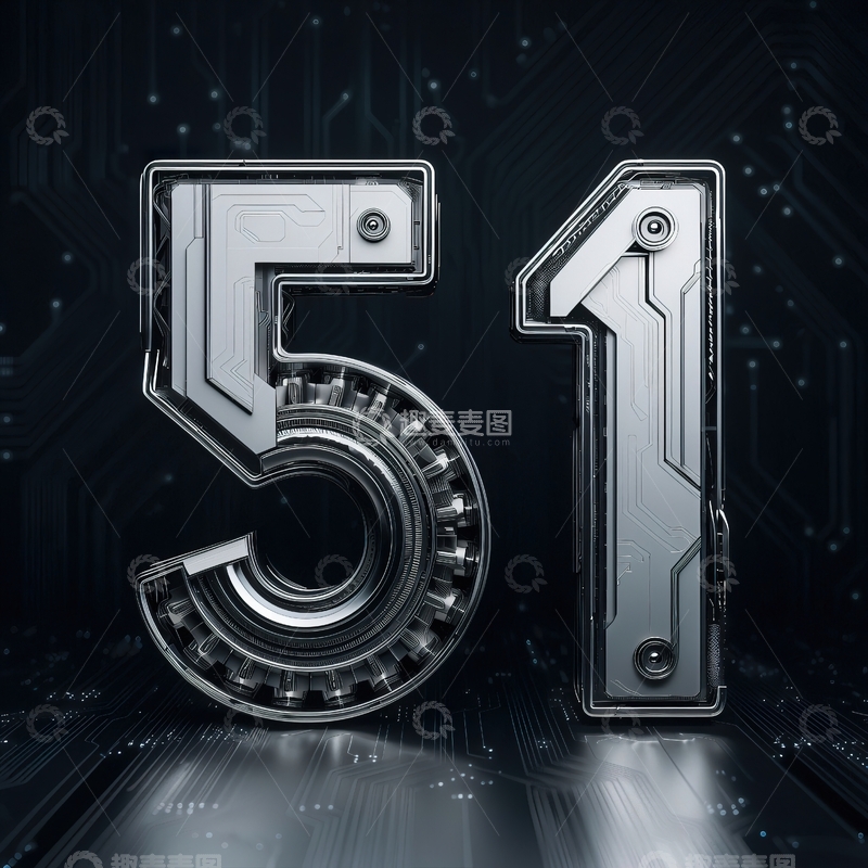 高清大图下载【趣麦麦图】劳动节3D立体数字51艺术字14