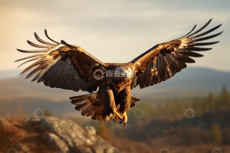 高清大图下载【趣麦麦图】一只飞翔的老鹰