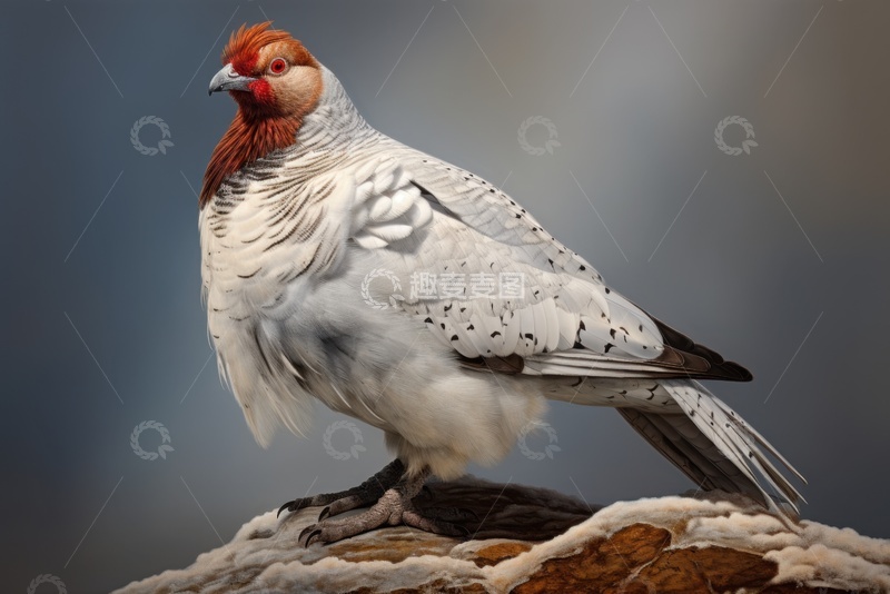 高清大图下载【趣麦麦图】一只白毛山鸡