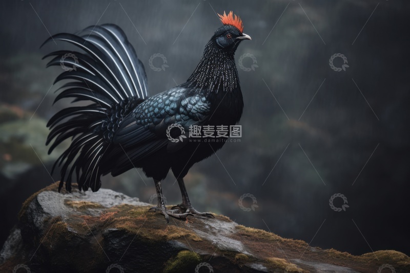 高清大图下载【趣麦麦图】一只黑色的野山鸡