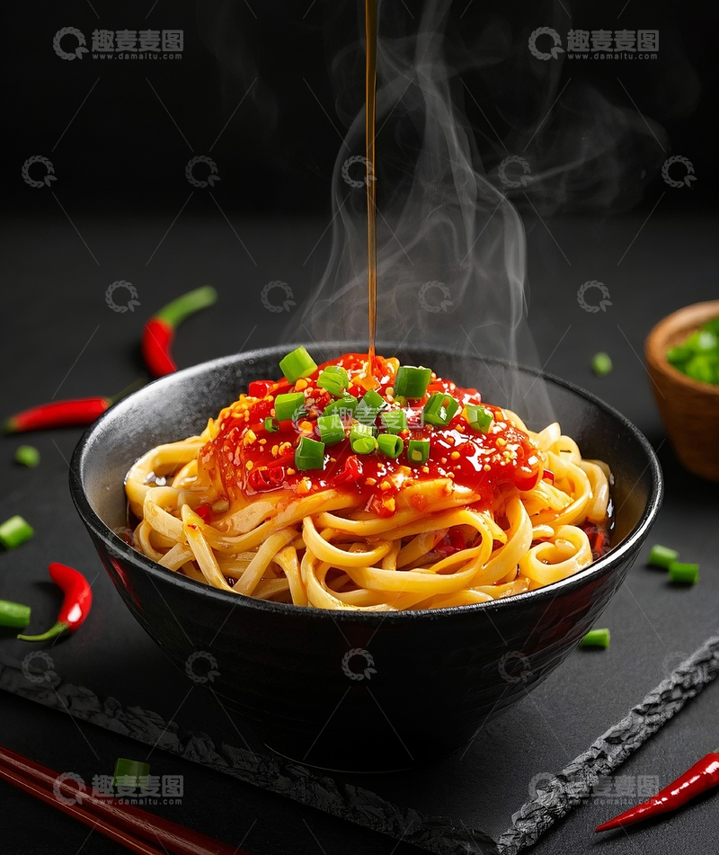 高清大图下载【趣麦麦图】美味油泼面特写