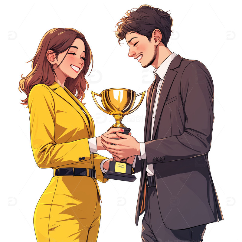高清大图下载【趣麦麦图】人物商务办公人士领奖免抠元素2